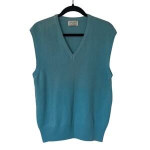 Vintage Benetton 80's Baby Blue 100% Lamb's Wool Vest Unisex Men's S Women's L